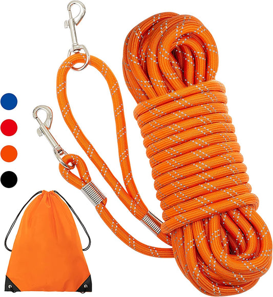 Adjustable 30FT Long Dog Training Leash with Reflective Padded Handle, Durable Tie-Out Rope for Puppies and Small Dogs Outdoor Recall Exercise and Walking Control