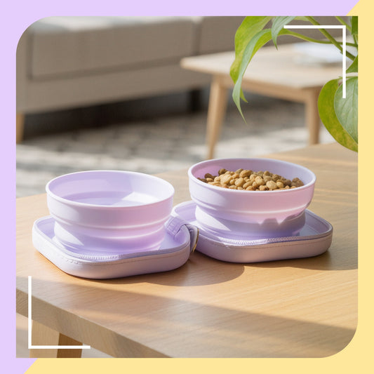 20oz Portable Double Cat Bowl – Travel-Friendly Dual Pet Feeder for Food and Water