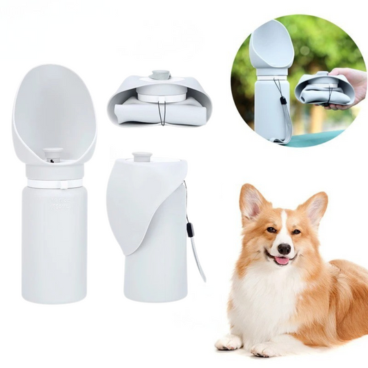 Folding Portable Pet Water Bottle 550ml – Travel-Friendly Collapsible Water Dispenser for Dogs and Cats