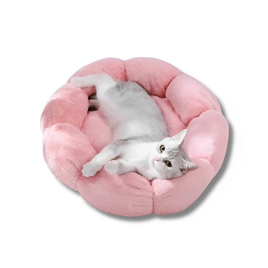 Soft Flower-Shaped Pet Bed – Cozy Round Plush Bed for Cats and Dogs, Non-Slip and Machine-Washable