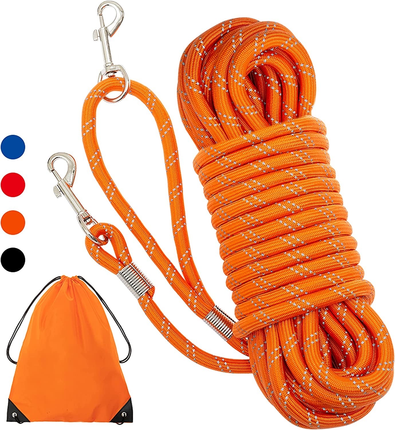 Adjustable 30FT Long Dog Training Leash with Reflective Padded Handle, Durable Tie-Out Rope for Puppies and Small Dogs Outdoor Recall Exercise and Walking Control