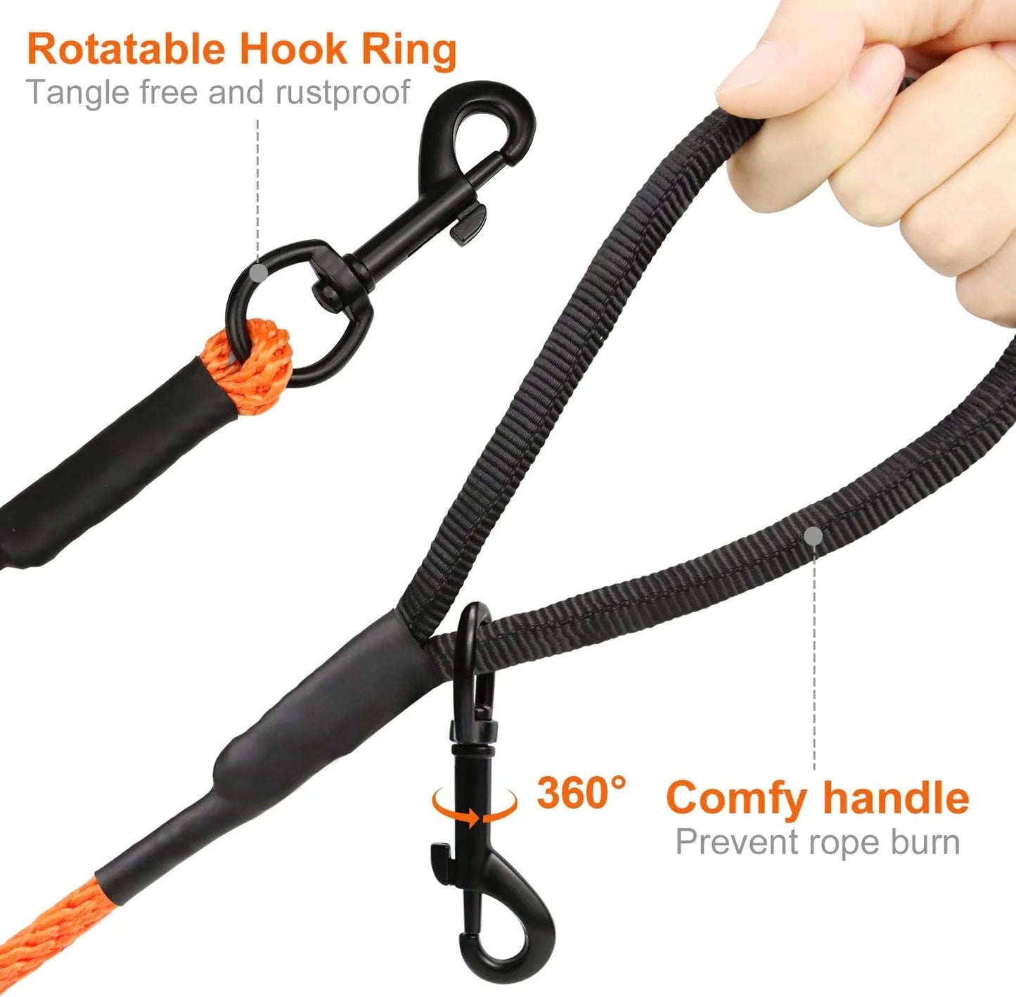 Adjustable 30FT Long Dog Training Leash with Reflective Padded Handle, Durable Tie-Out Rope for Puppies and Small Dogs Outdoor Recall Exercise and Walking Control