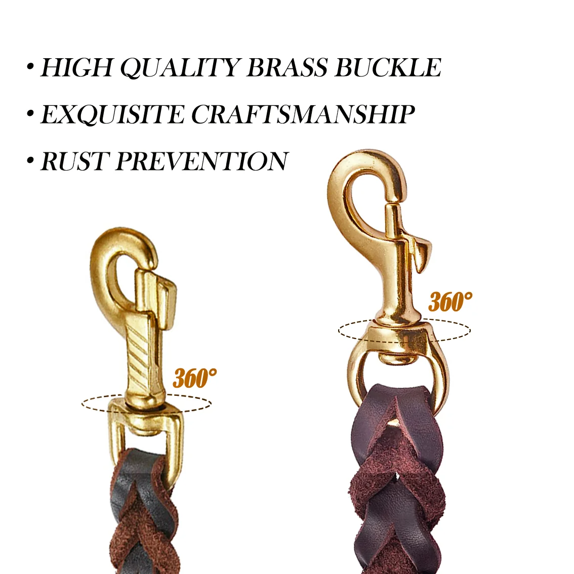 2FT Short Leather Dog Training Leash Heavy Duty Control Lead, 1/2 Inch Wide Full Grain Leather Walking Leash for Small Medium and Large Dogs