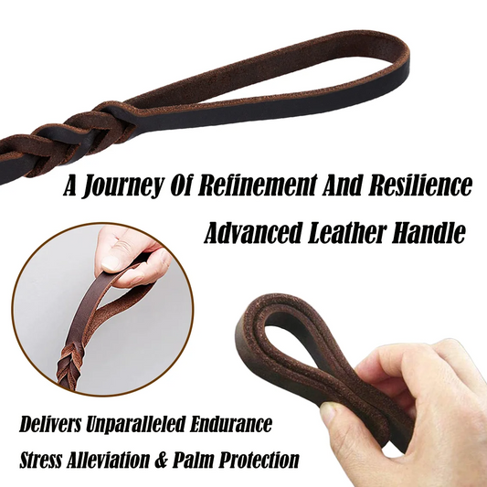 2FT Short Leather Dog Training Leash Heavy Duty Control Lead, 1/2 Inch Wide Full Grain Leather Walking Leash for Small Medium and Large Dogs