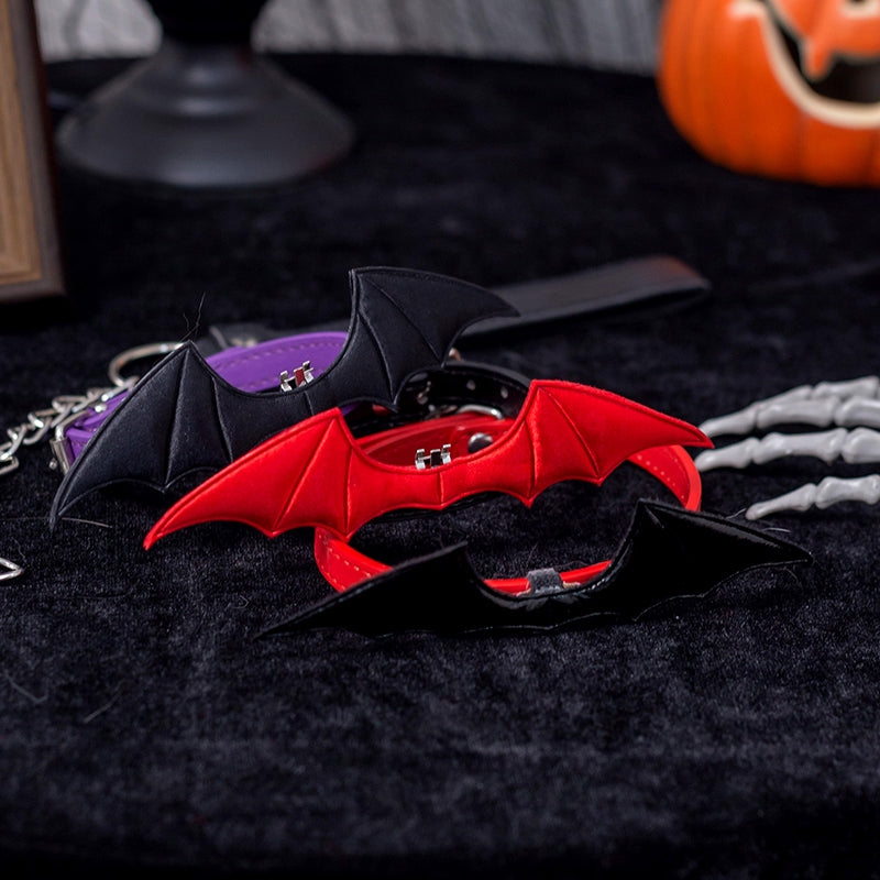 Stylish Devil Wing Cat and Human Collar – Adjustable Patent Leather Pet Accessory for Matching Outfits