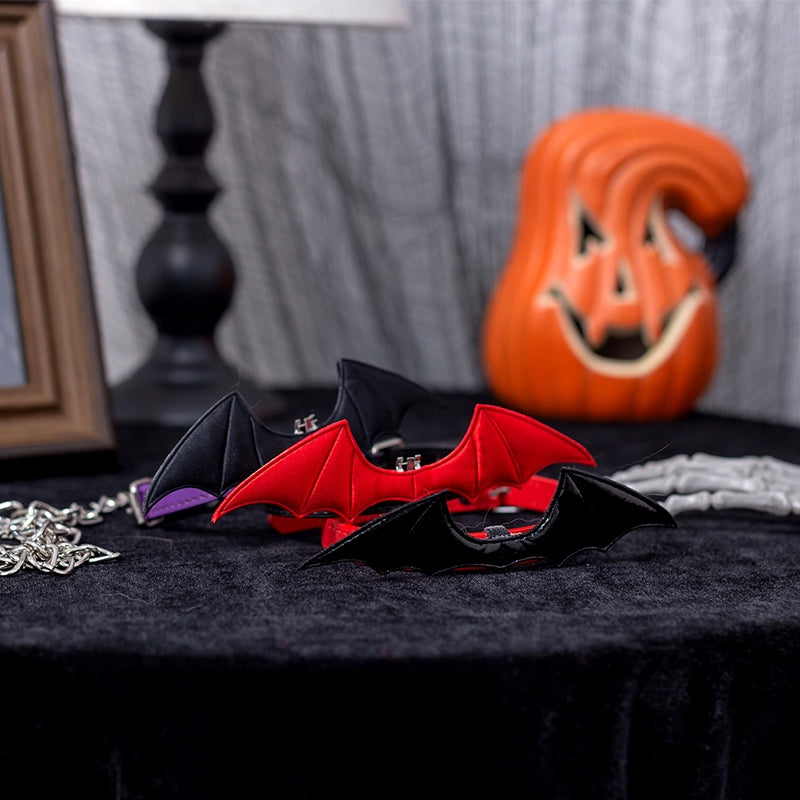 Stylish Devil Wing Cat and Human Collar – Adjustable Patent Leather Pet Accessory for Matching Outfits