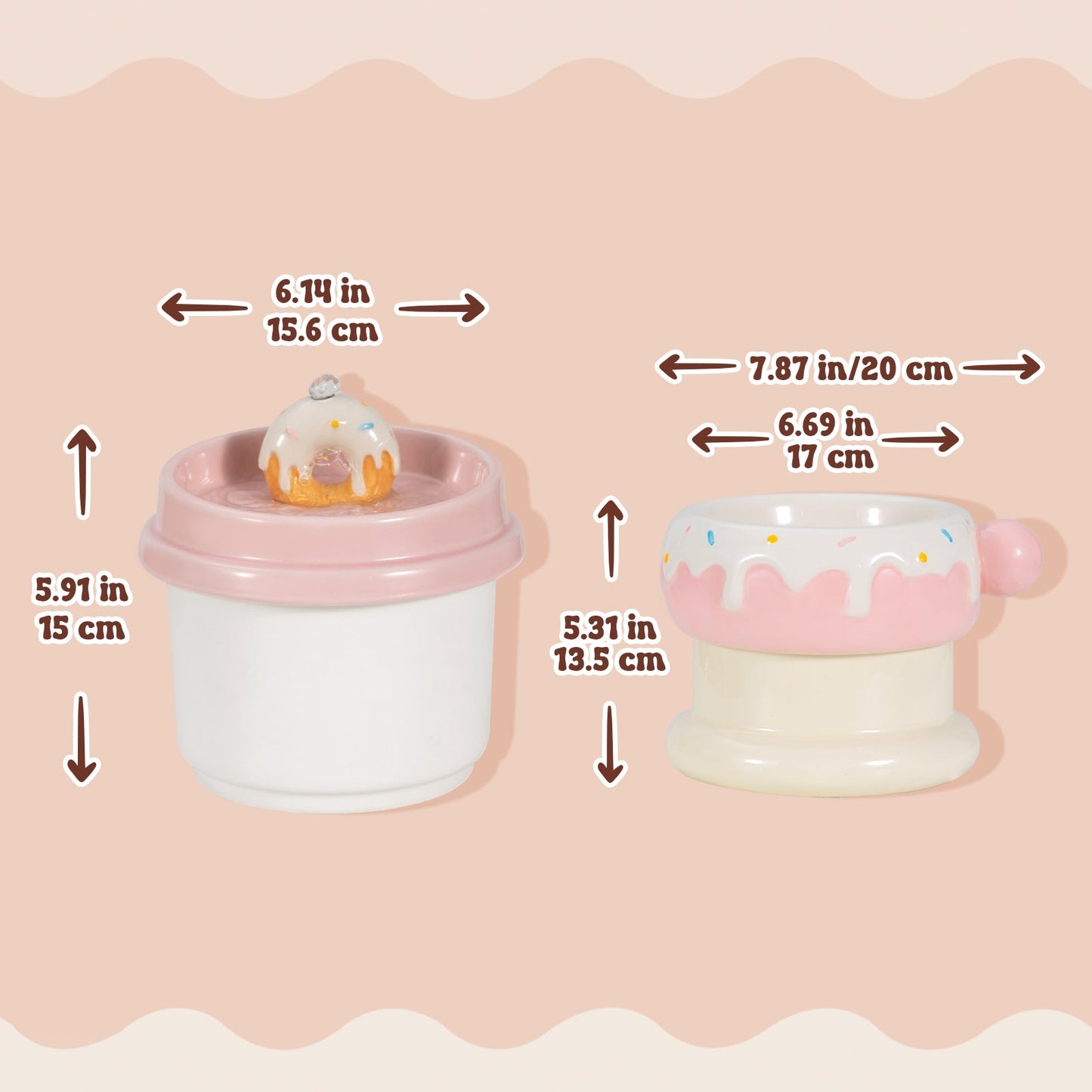 27oz Donut-Shaped Elevated Cat Bowl Set – Ceramic Pet Feeder with Shallow & Deep Bowls for Healthy Feeding