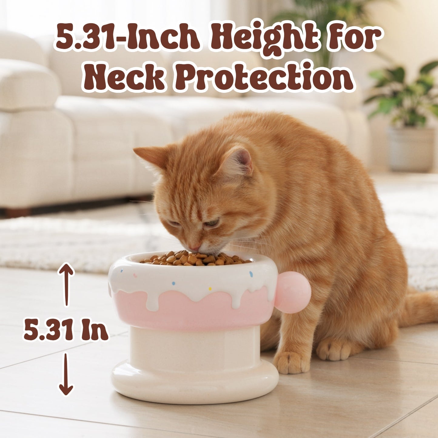 27oz Donut-Shaped Elevated Cat Bowl Set – Ceramic Pet Feeder with Shallow & Deep Bowls for Healthy Feeding