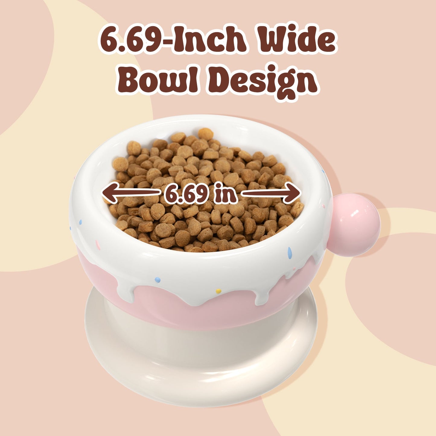 27oz Donut-Shaped Elevated Cat Bowl Set – Ceramic Pet Feeder with Shallow & Deep Bowls for Healthy Feeding