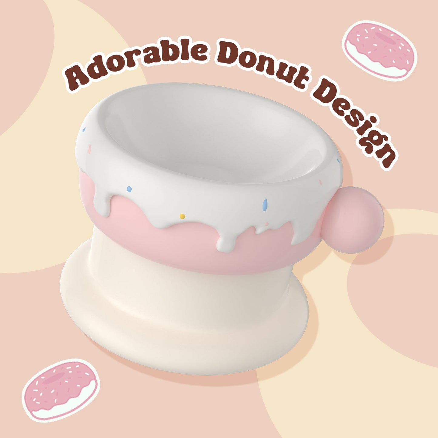 27oz Donut-Shaped Elevated Cat Bowl Set – Ceramic Pet Feeder with Shallow & Deep Bowls for Healthy Feeding