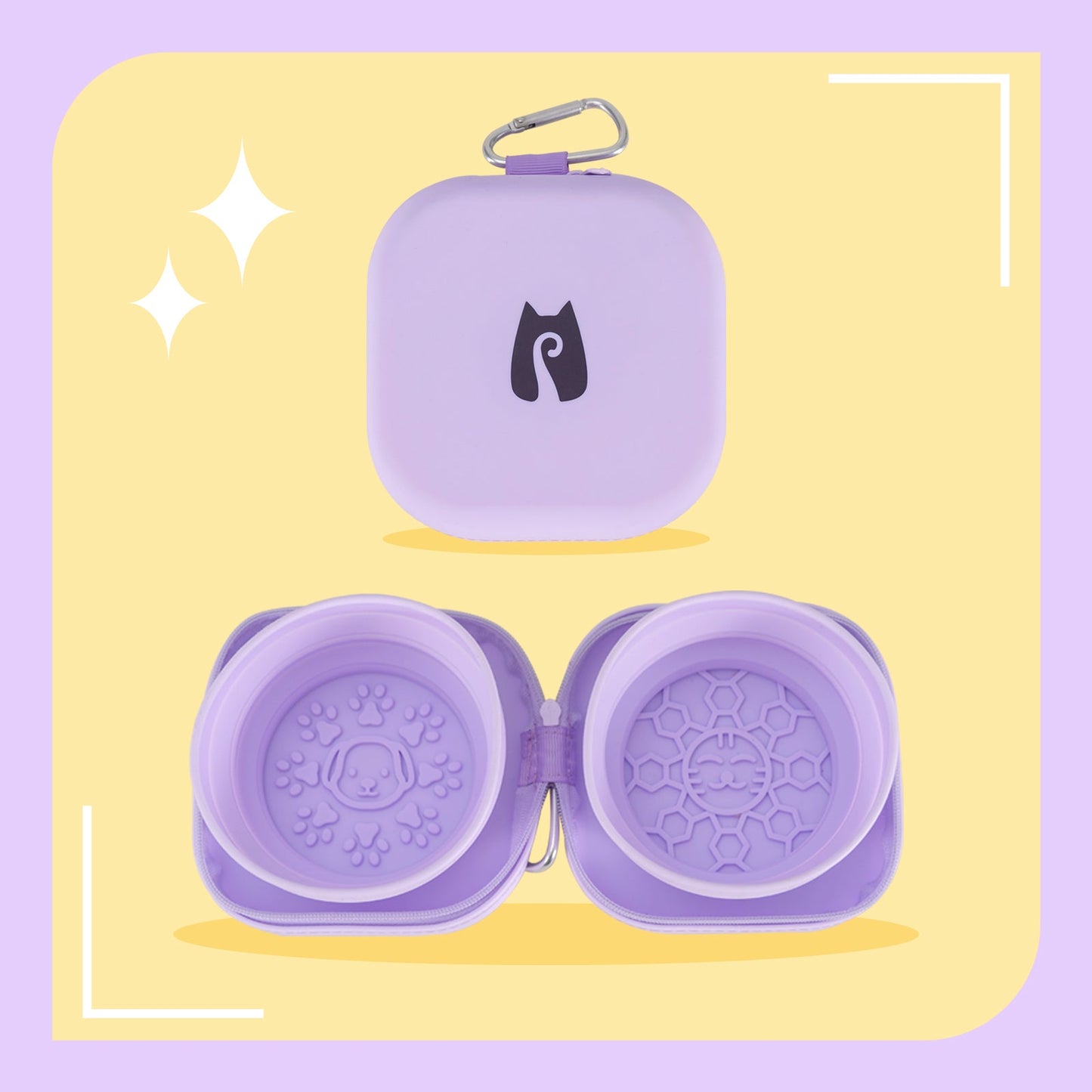 20oz Portable Double Cat Bowl – Travel-Friendly Dual Pet Feeder for Food and Water