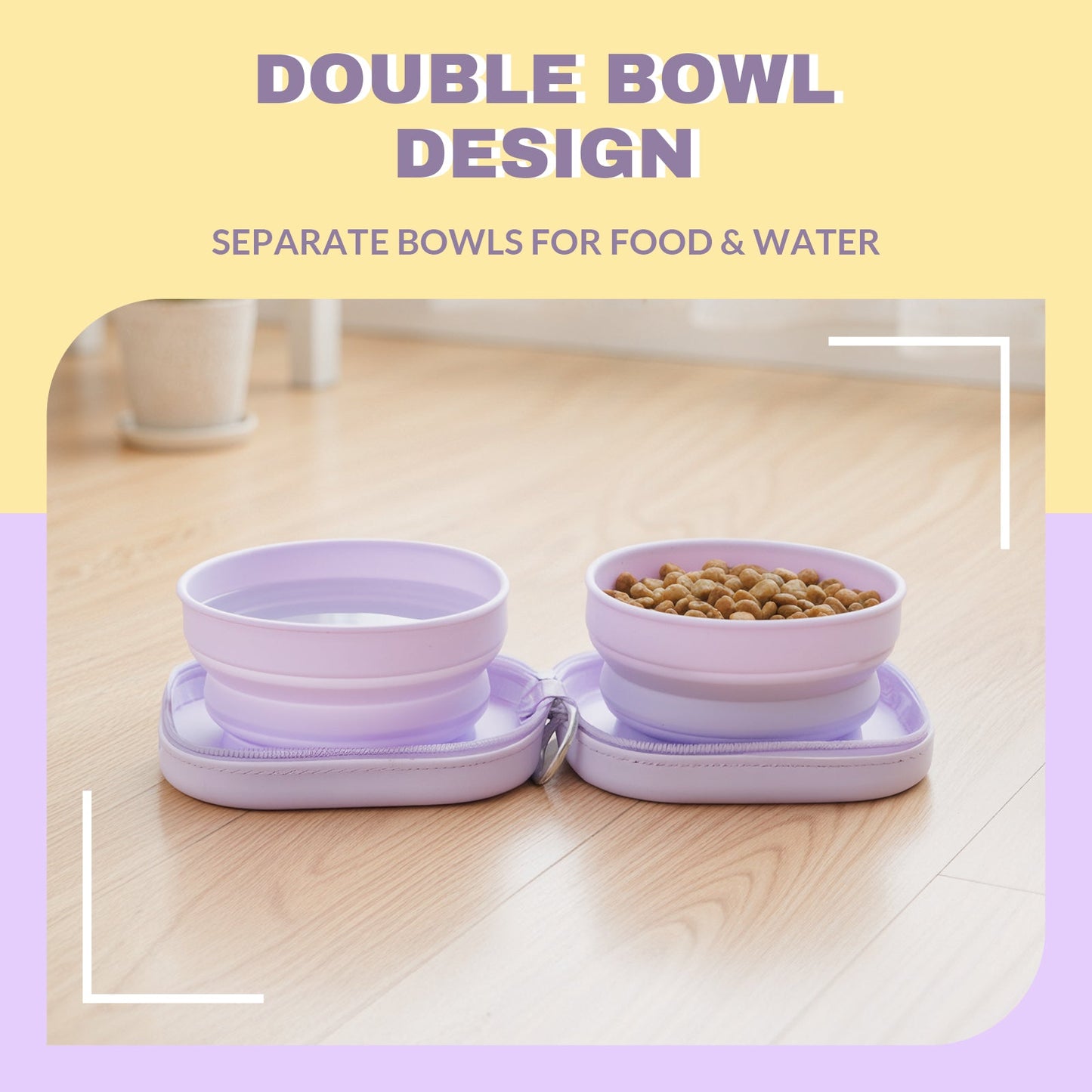 20oz Portable Double Cat Bowl – Travel-Friendly Dual Pet Feeder for Food and Water